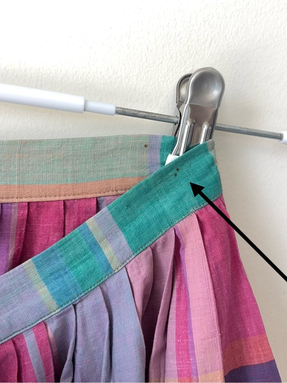Ralph Lauren Madras Plaid Midi Skirt Sz 4 Hand Woven Rainbow 80s Blue Label - Picture 10 of 15